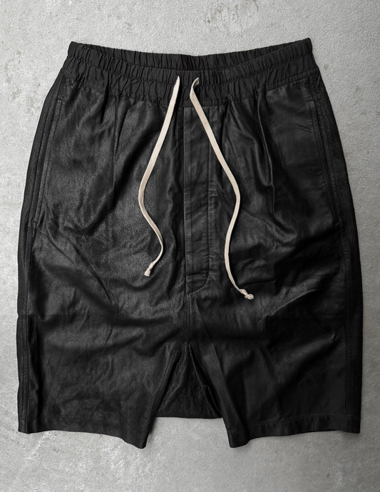 Rick Owens SS18 "DIRT" Blistered Lamb Leather Drop-crotch Pod Shorts