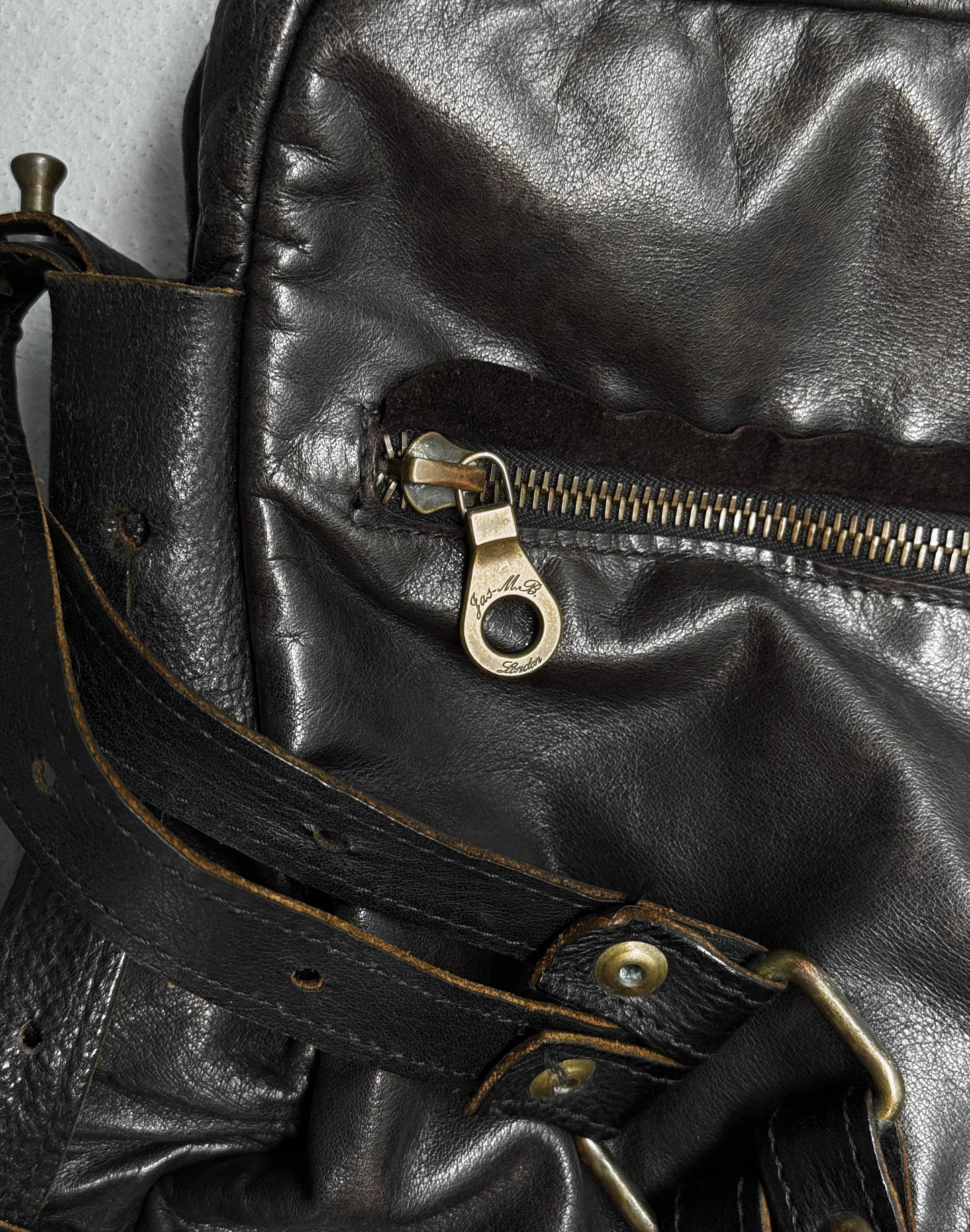 Jas M.B Early 00s Steerhide Leather Pilot Messenger Bag
