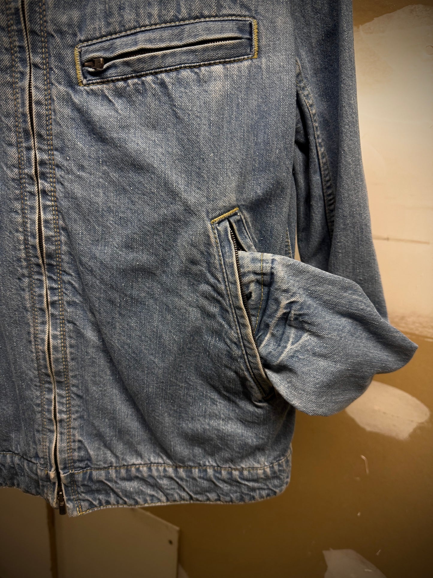 The Viridi-Anne Light Wash Denim Excella Zip-Up Work Jacket