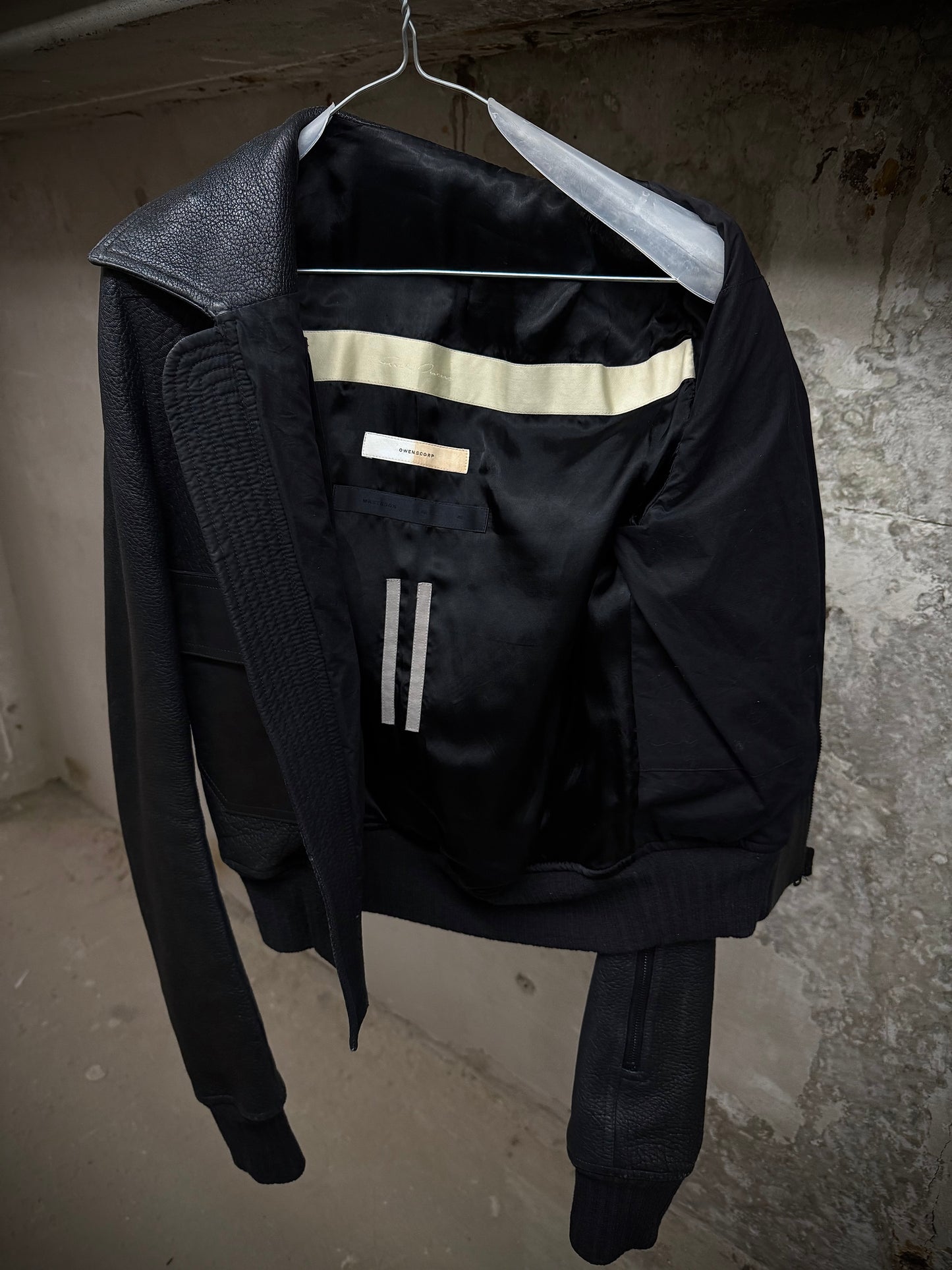 Rick Owens AW16 "MASTODON" Glitter Trench Cropped Ram Leather Jacket detail | DRIEW GARMENTS