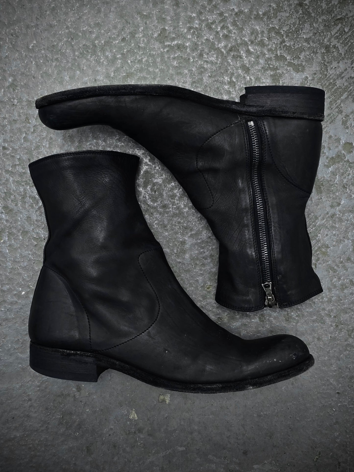 Isamu Katayama "BACKLASH" Side Zip Deerskin Leather boots detail | DRIEW GARMENTS