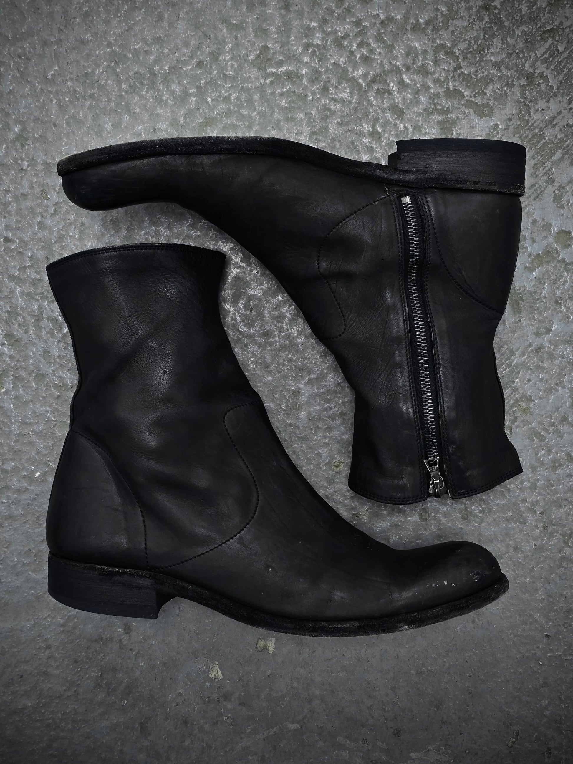 Isamu Katayama "BACKLASH" Side Zip Deerskin Leather boots detail | DRIEW GARMENTS