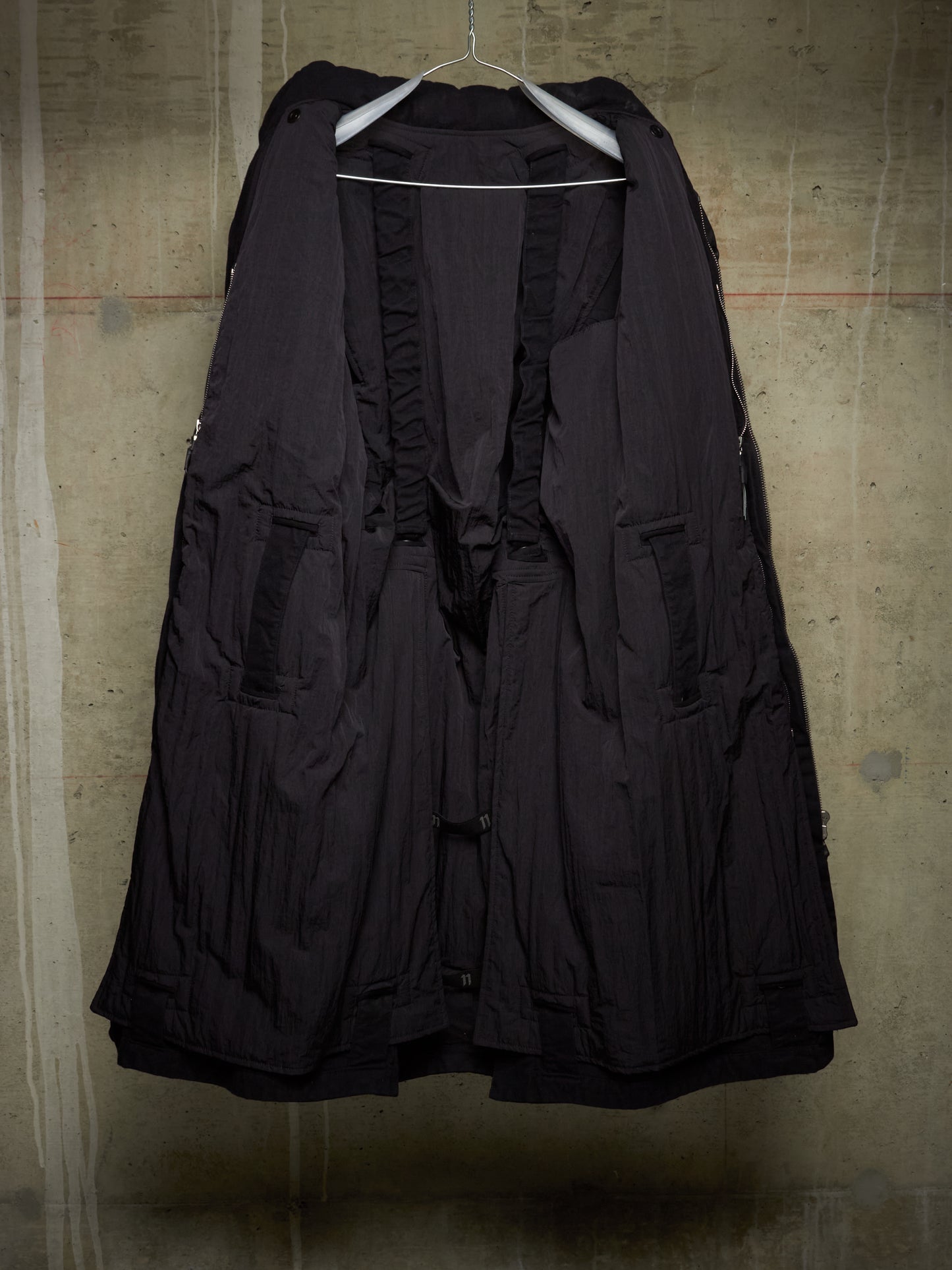 11 by Boris Bidjan Saberi 2010s Detachable Lining Concealed Hooded Waxed Denim Coat