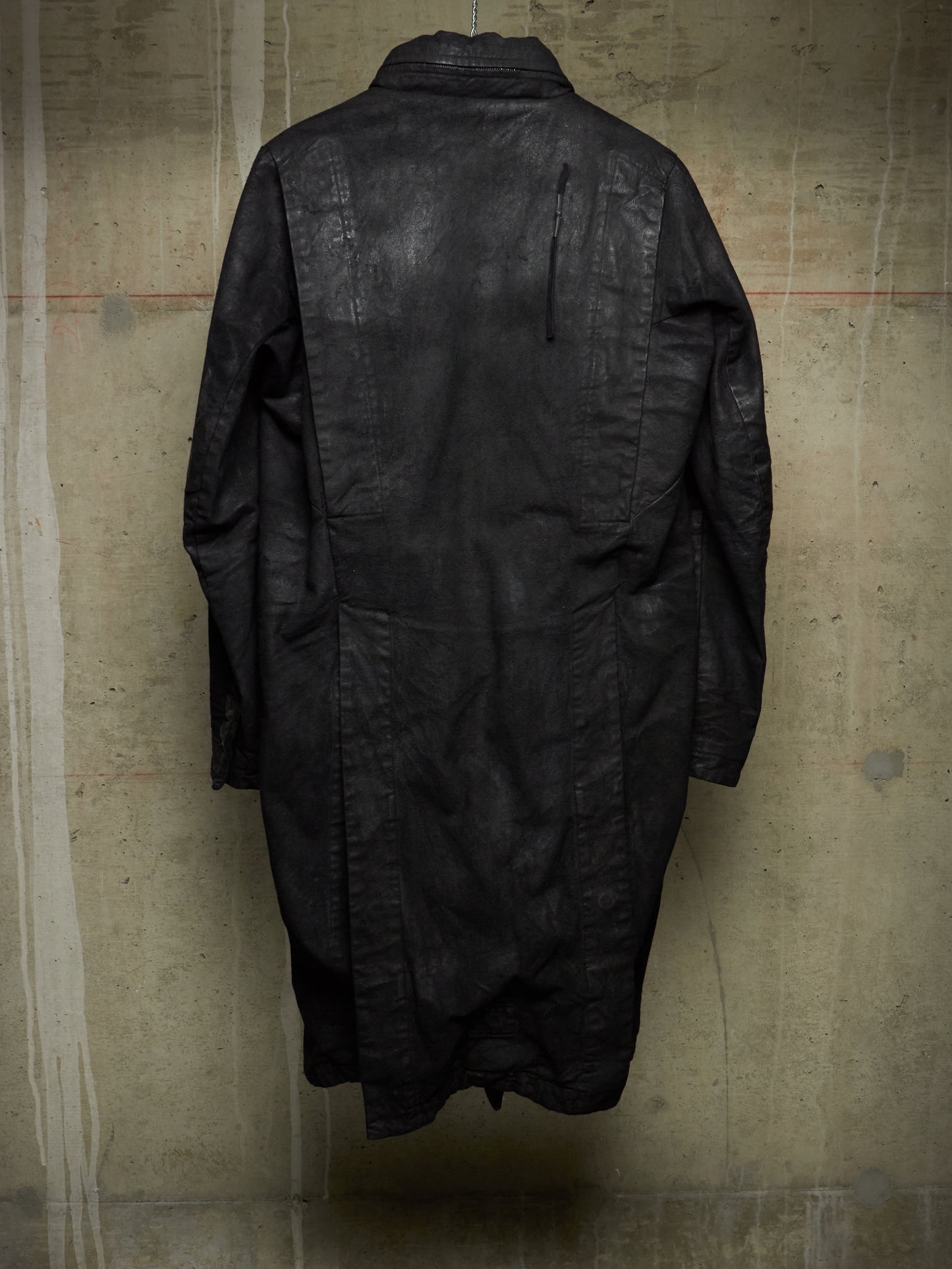 11 by Boris Bidjan Saberi 2010s Detachable Lining Concealed Hooded Waxed Denim Coat