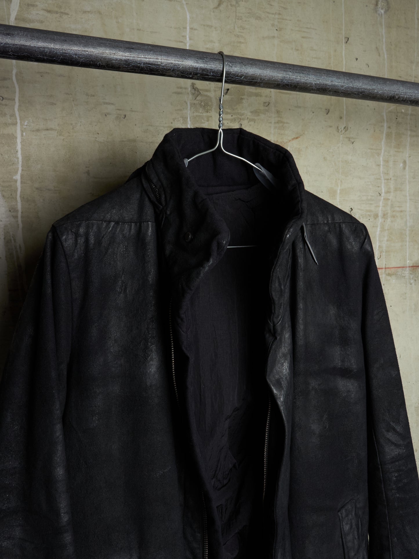 11 by Boris Bidjan Saberi 2010s Detachable Lining Concealed Hooded Waxed Denim Coat
