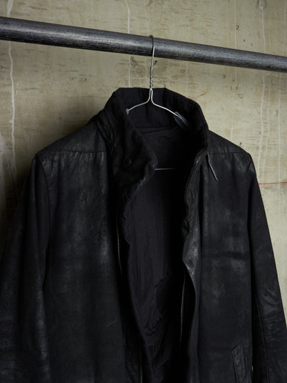 11 by Boris Bidjan Saberi 2010s Detachable Lining Concealed Hooded Waxed Denim Coat