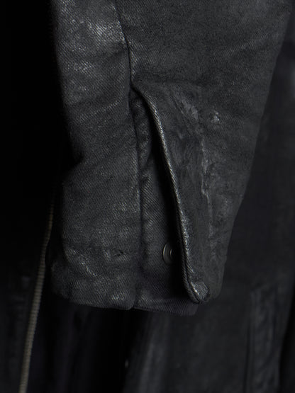 11 by Boris Bidjan Saberi 2010s Detachable Lining Concealed Hooded Waxed Denim Coat