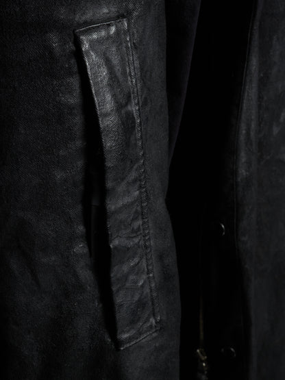 11 by Boris Bidjan Saberi 2010s Detachable Lining Concealed Hooded Waxed Denim Coat