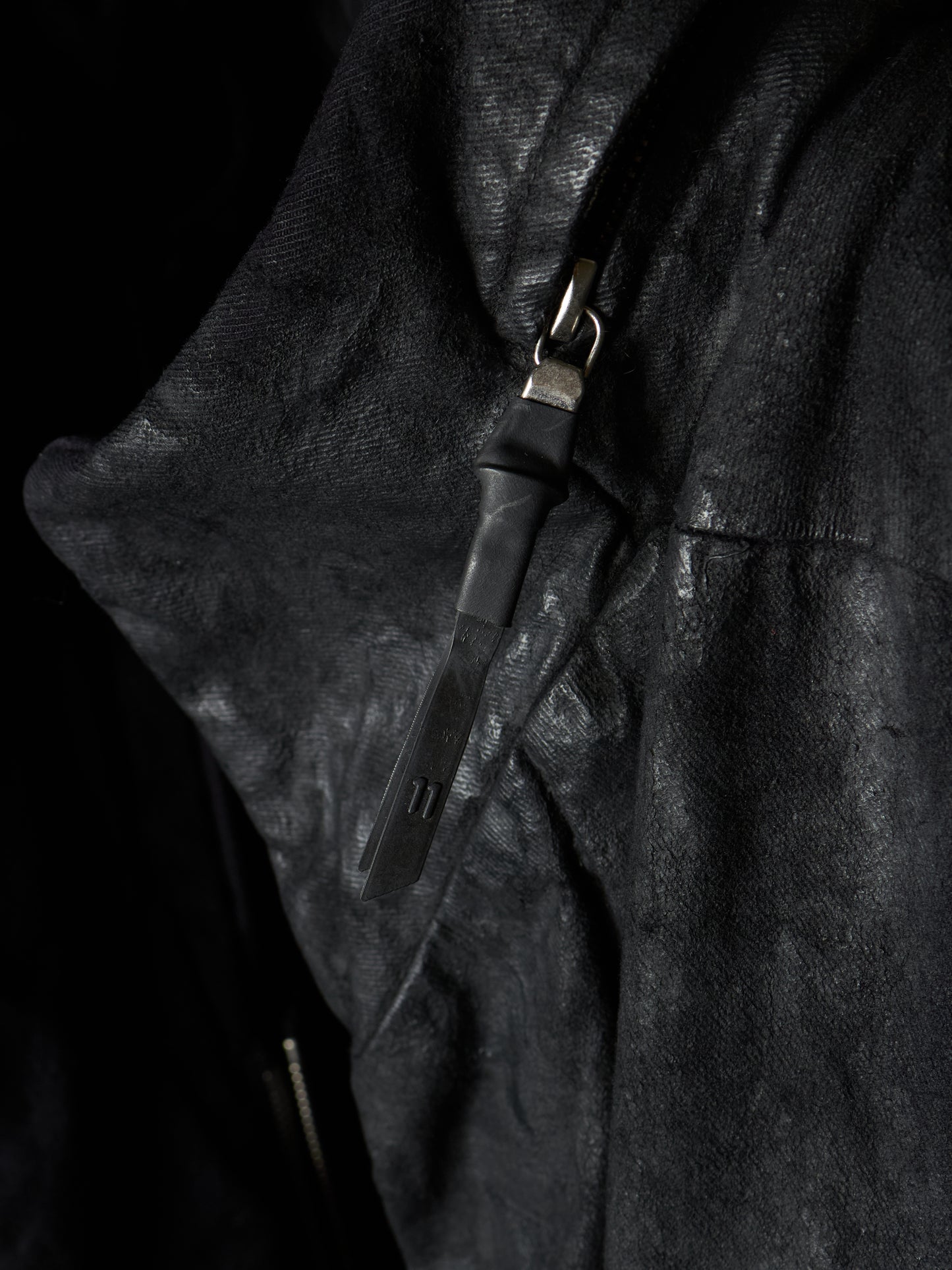 11 by Boris Bidjan Saberi 2010s Detachable Lining Concealed Hooded Waxed Denim Coat
