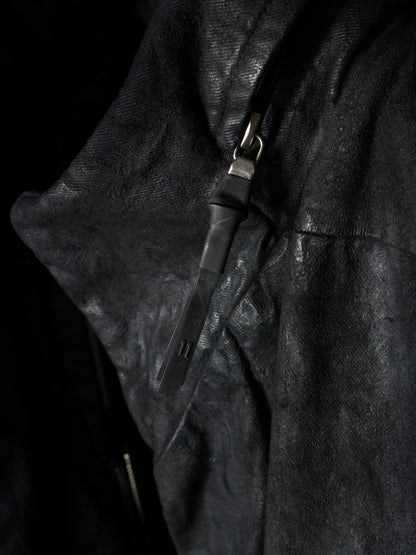 11 by Boris Bidjan Saberi 2010s Detachable Lining Concealed Hooded Waxed Denim Coat