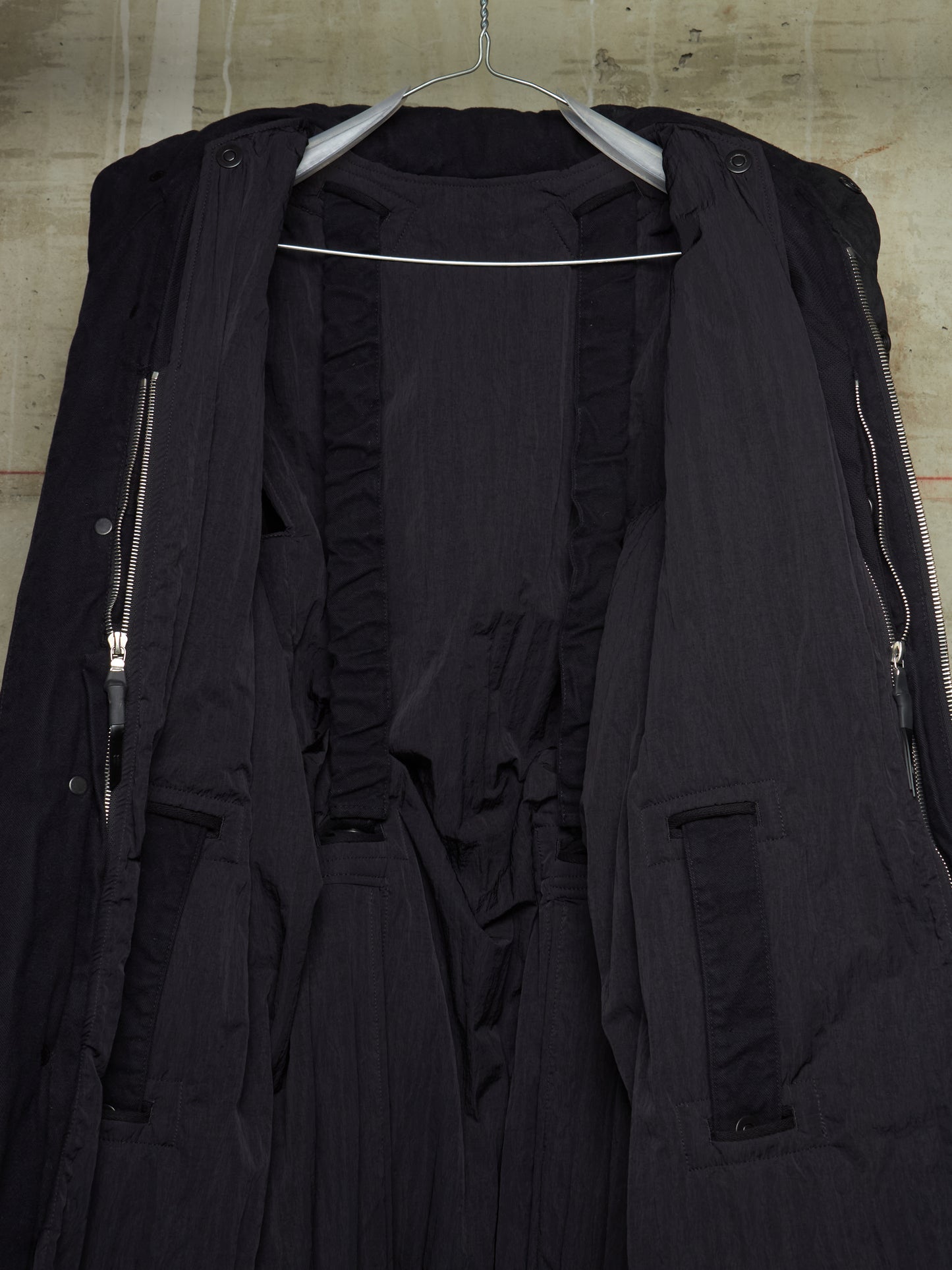 11 by Boris Bidjan Saberi 2010s Detachable Lining Concealed Hooded Waxed Denim Coat