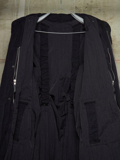 11 by Boris Bidjan Saberi 2010s Detachable Lining Concealed Hooded Waxed Denim Coat