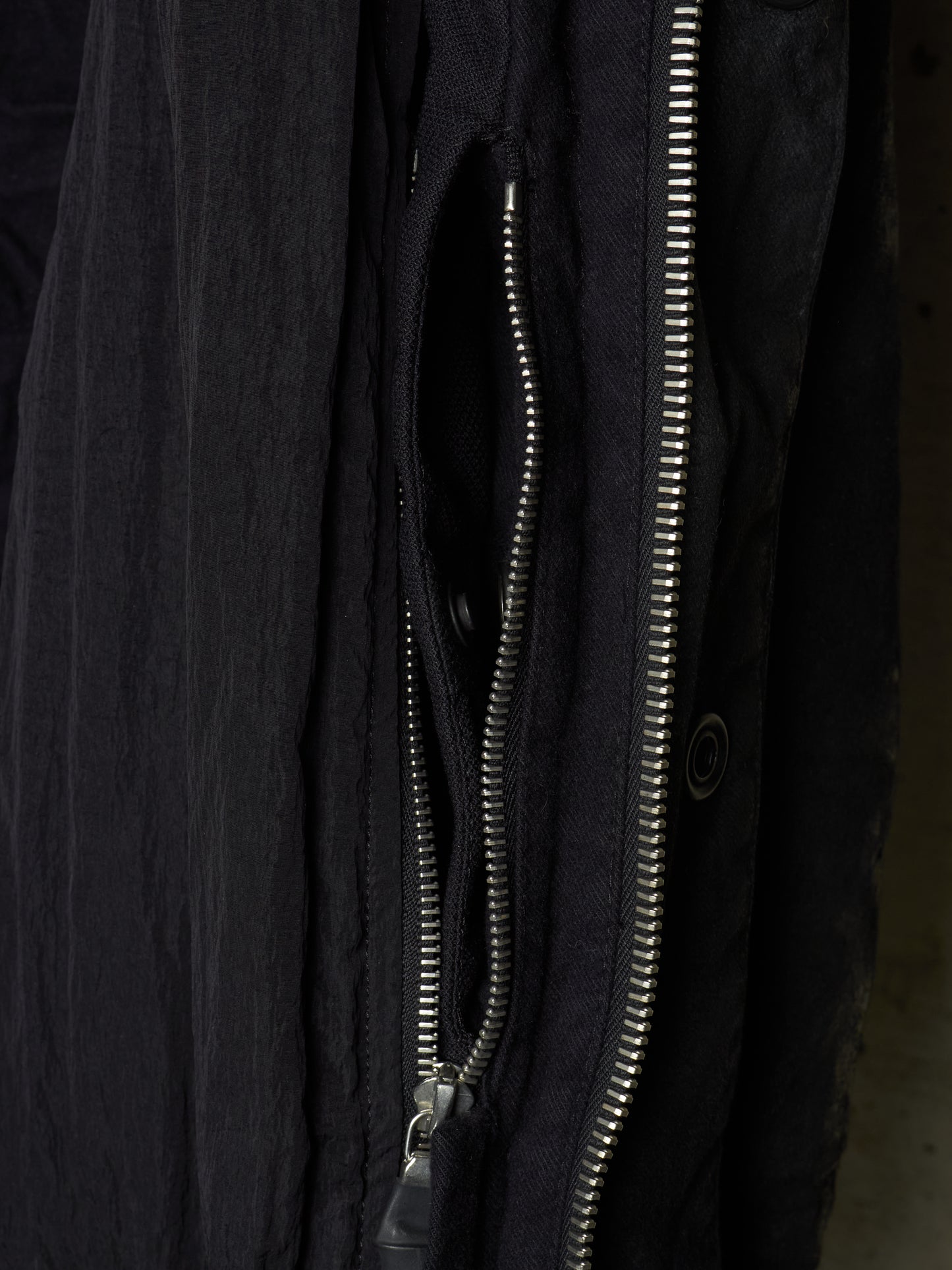 11 by Boris Bidjan Saberi 2010s Detachable Lining Concealed Hooded Waxed Denim Coat