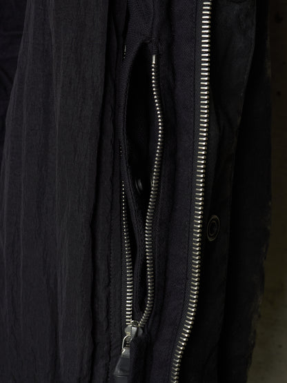 11 by Boris Bidjan Saberi 2010s Detachable Lining Concealed Hooded Waxed Denim Coat