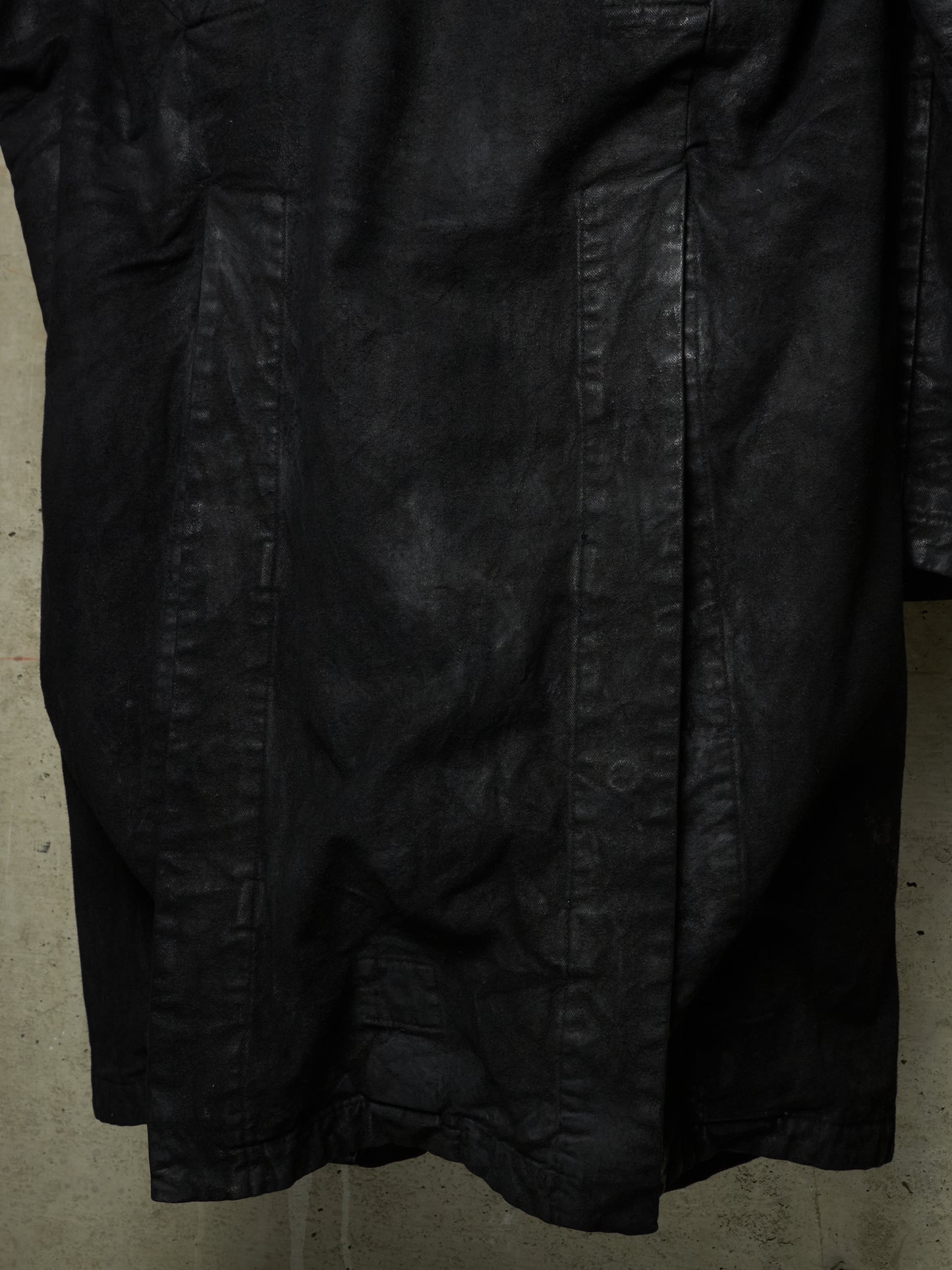 11 by Boris Bidjan Saberi 2010s Detachable Lining Concealed Hooded Waxed Denim Coat