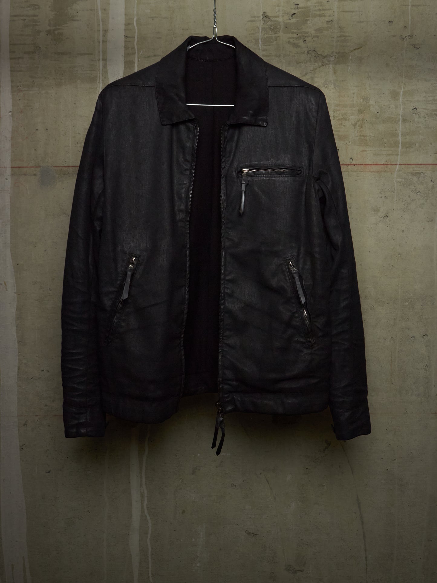11 by Boris Bidjan Saberi AW18-19 'J14 F-1456' Lined Waxed Zipped Trucker Jacket