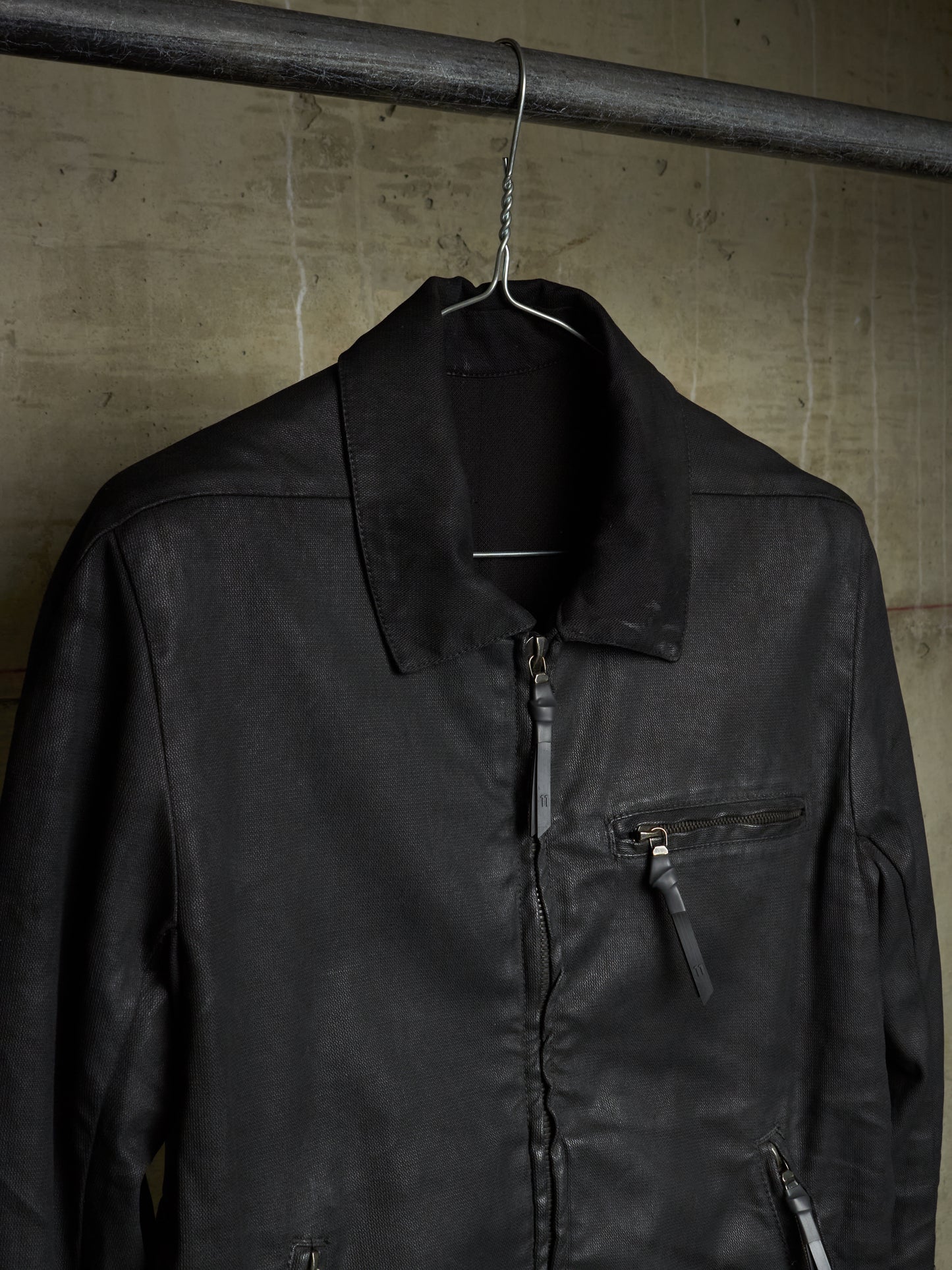 11 by Boris Bidjan Saberi AW18-19 'J14 F-1456' Lined Waxed Zipped Trucker Jacket