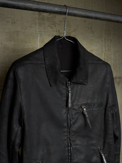 11 by Boris Bidjan Saberi AW18-19 'J14 F-1456' Lined Waxed Zipped Trucker Jacket