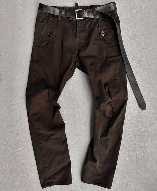 Dsquared2 Early 00s Brown Articulated Knee Pants