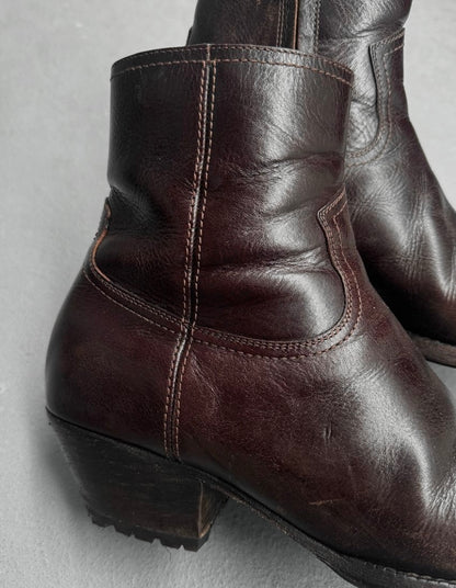 Saint Laurent Paris AW18 Military Brown 'Lukas' Western Boots