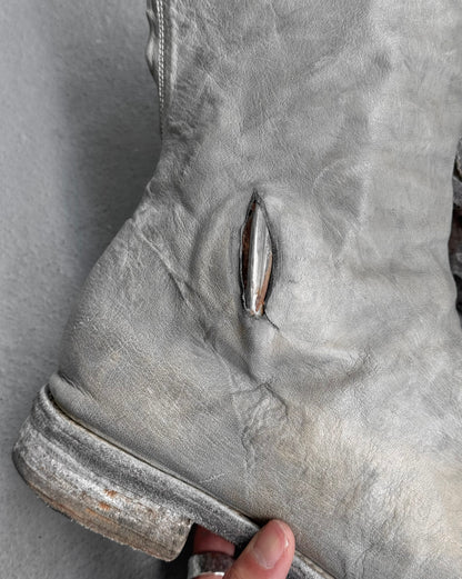 Carol Christian Poell ‘AM/2687P ROOMS-PTC’ Object-dyed Kangaroo Leather Titanium Prosthetic Tornado Zip Boots
