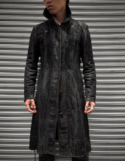 SHARE SPIRIT Early 00s Blistered Waxed Cotton Long Coat