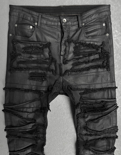 Rick Owens DRKSHDW AW21 "GETHSEMANE" Distressed Waxed ‘Detroit Cut’ Denim