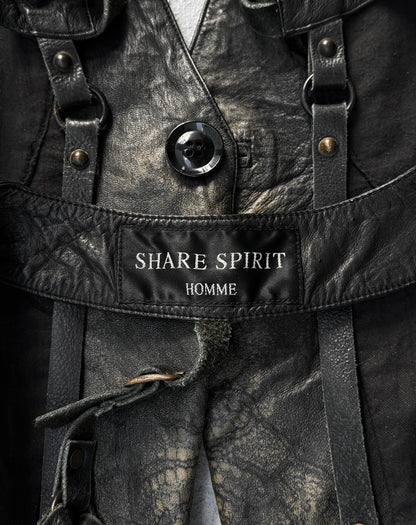 Share Spirit HOMME Early 00s Lambskin Leather Bondage Vest