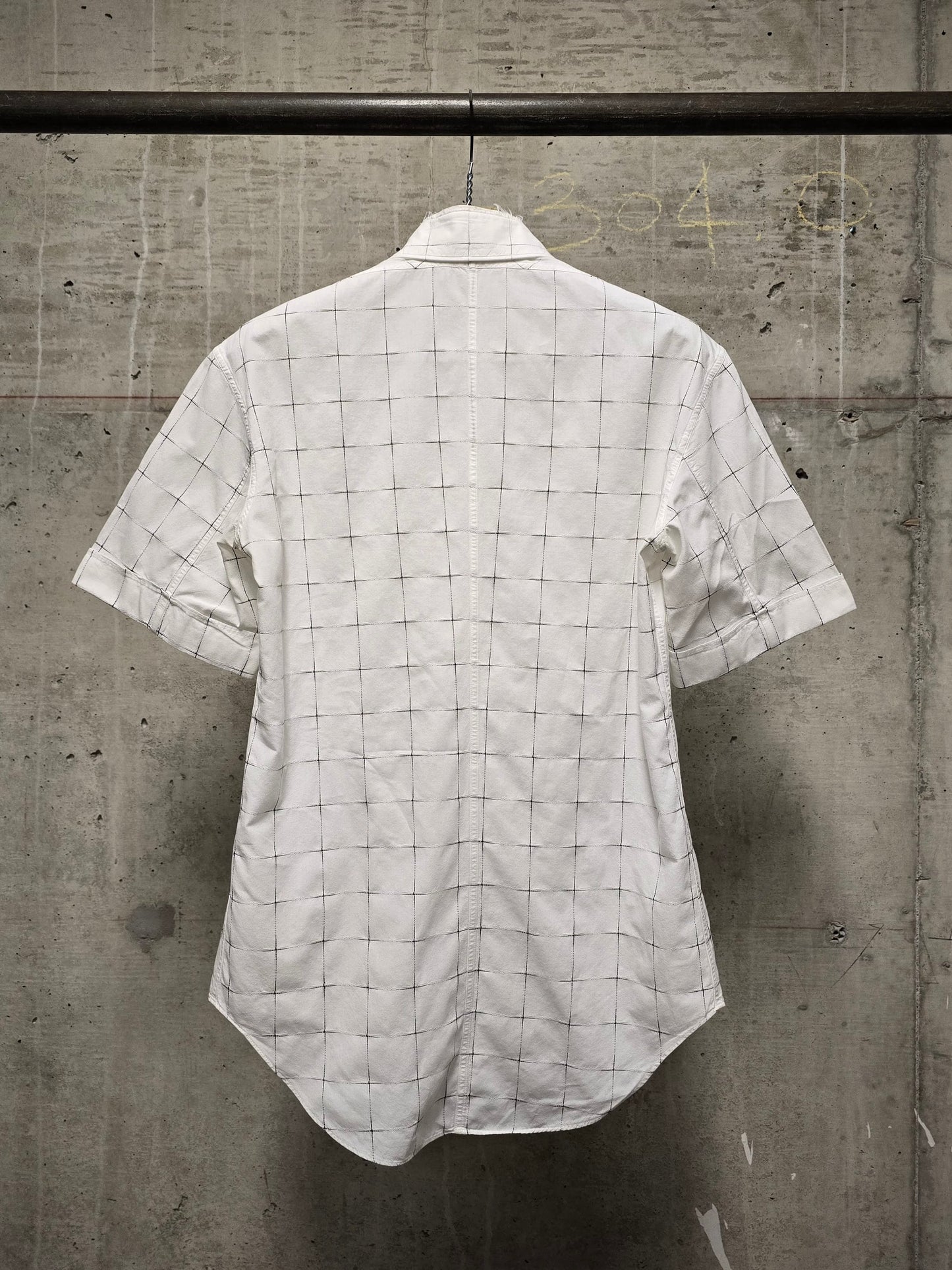 Carol Christian Poell 00s Threaded Check Pattern White Short Sleeve Button-Up Shirt