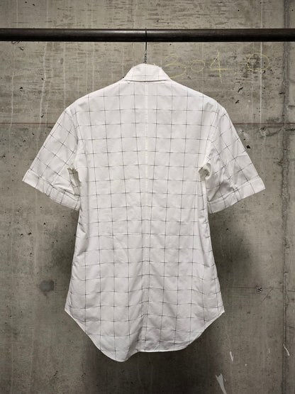 Carol Christian Poell 00s Threaded Check Pattern White Short Sleeve Button-Up Shirt