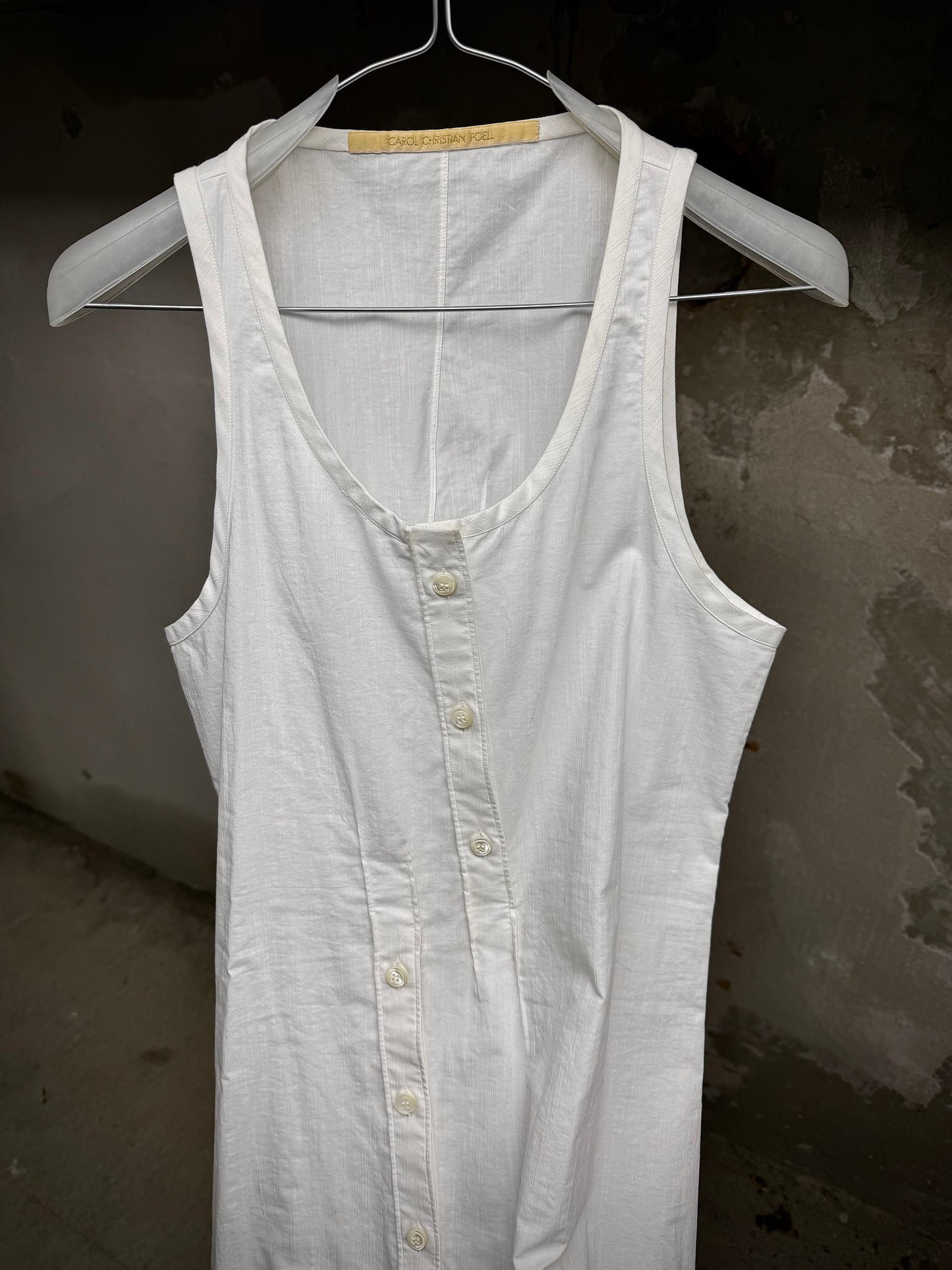 Carol Christian Poell 2010 FE-MALE 'CF/0911 FLAMMEN/1' Dead-end Striped Long Tank Top detail | DRIEW GARMENTS