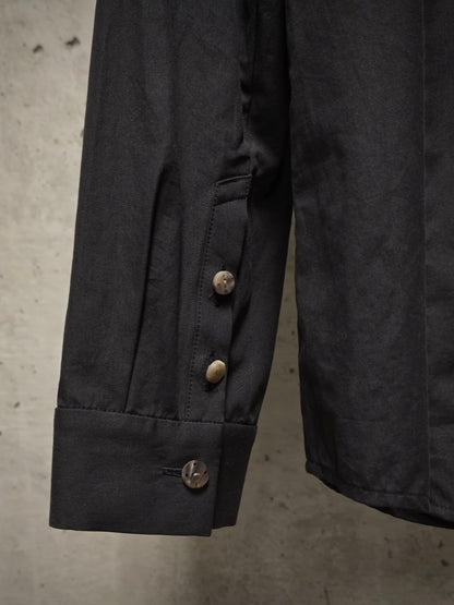 DEVOA Charcoal Grey Anatomical Oxford Button Down Collar Zip Shirt