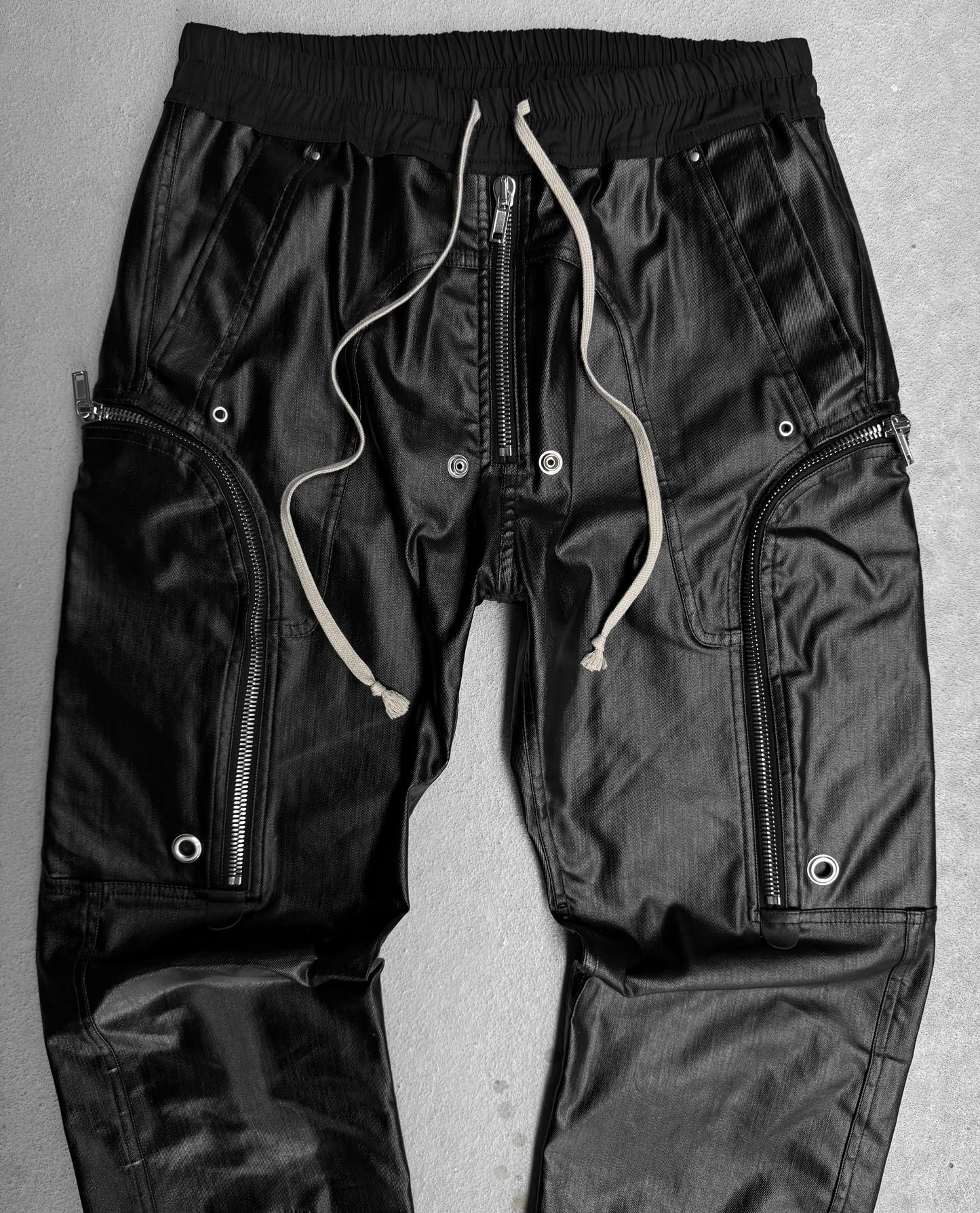 Rick Owens AW24 "PORTERVILLE" Coated Bauhaus Denim Cargo Zip Pants