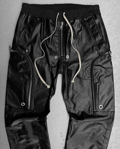 Rick Owens AW24 "PORTERVILLE" Coated Bauhaus Denim Cargo Zip Pants
