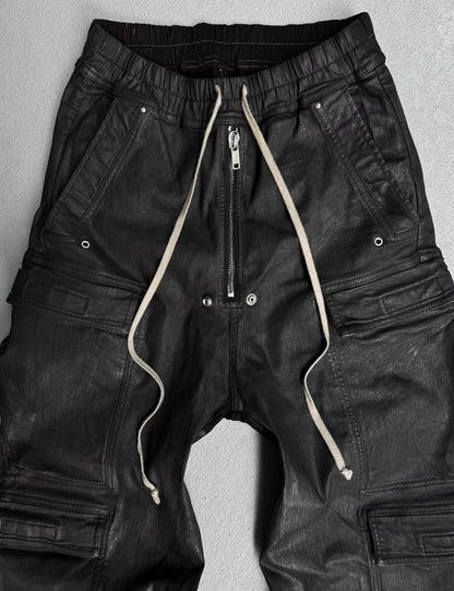 Rick Owens DRKSHDW AW24 “PORTERVILLE” Heavy-waxed Jumbo Leg ‘Bela’ Cargo Pants