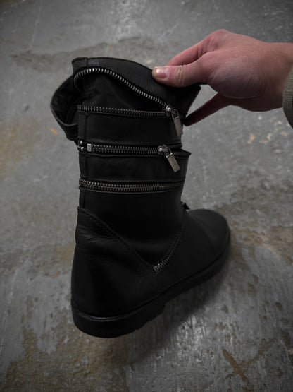 Raf Simons AW06-07 "Ashes & Heroes" Accordion Multi-Zip Leather Boots detail | DRIEW GARMENTS