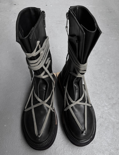 *SAMPLE* Rick Owens AW17 “GLITTER” Lego Platform Sole Pentagram Leather Boots