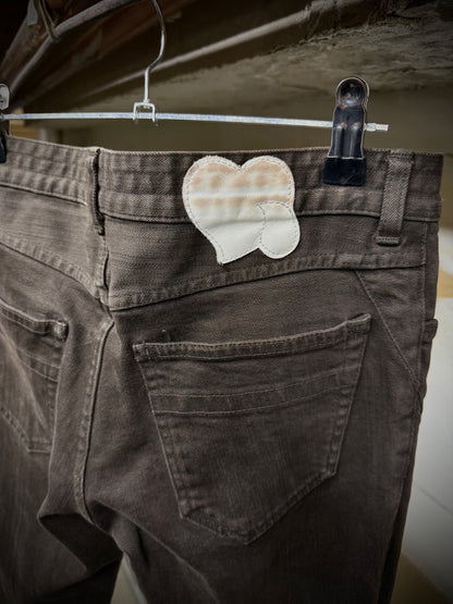 Number (N)ine SS07 "About a Boy" Brown Frayed Hem Skinny Denim