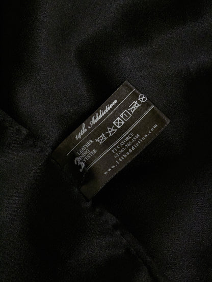 14thAddiction Distressed Sheepskin Leather Cross-Zip Jacket