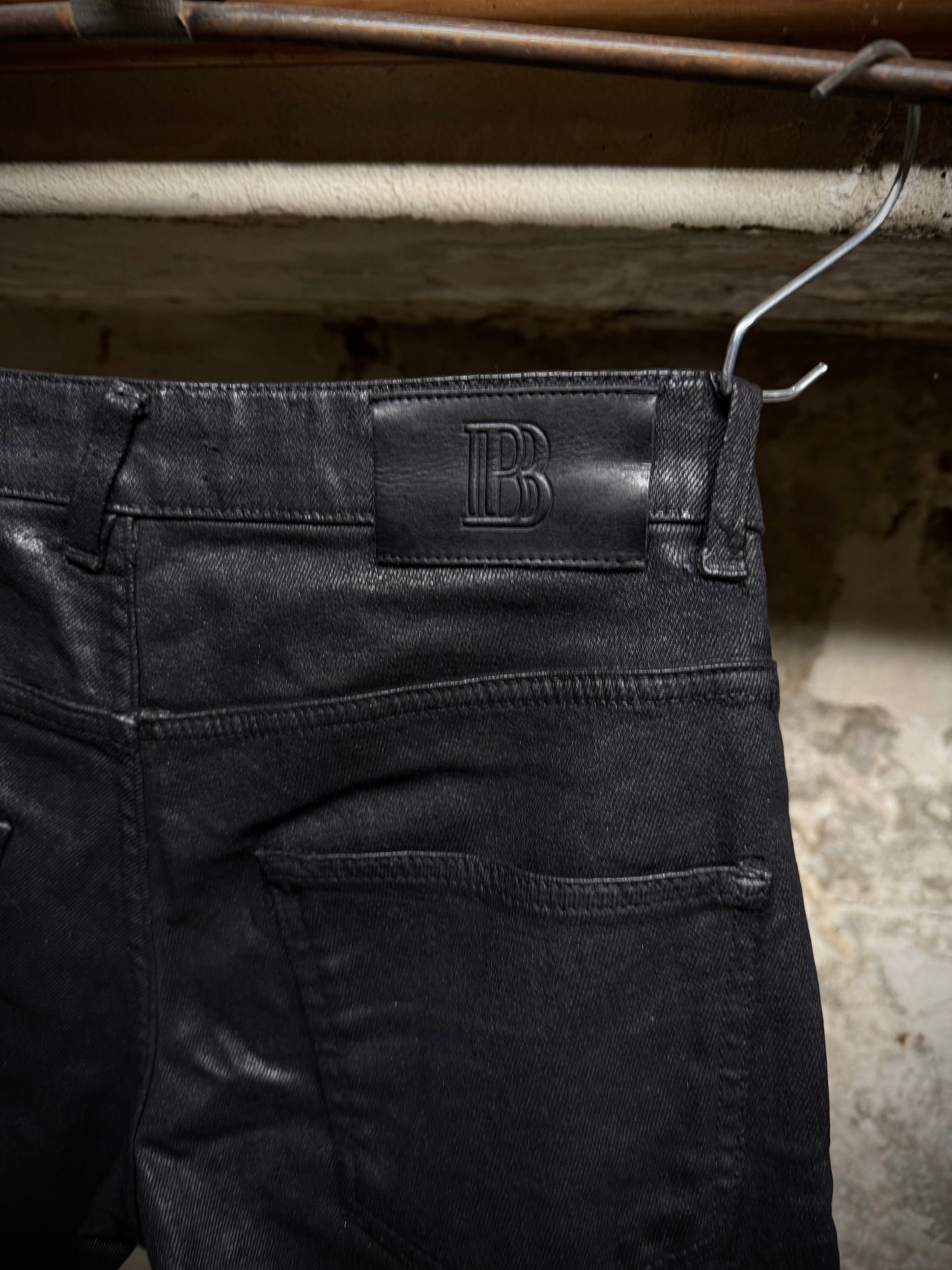 PIERRE BALMAIN 2010s Classic Waxed Biker Denim