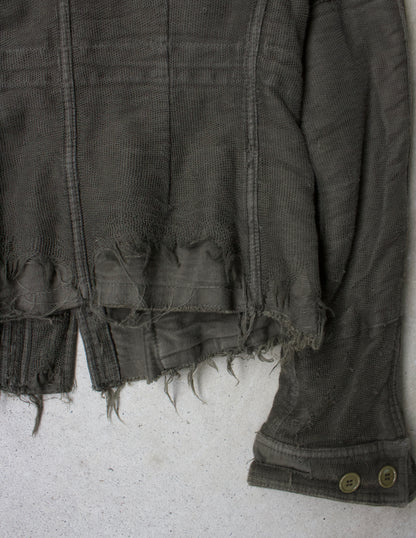 Mihara Yasuhiro AW05 Distressed Layered Mesh Military Jacket (Olive) distress detail shot