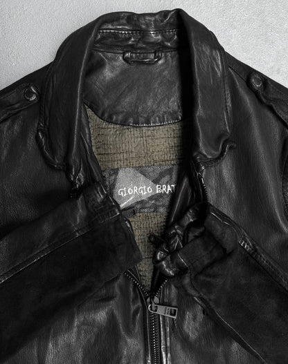 Giorgio Brato Early 00s Sheepskin Leather Multi-pockets Rider Jacket