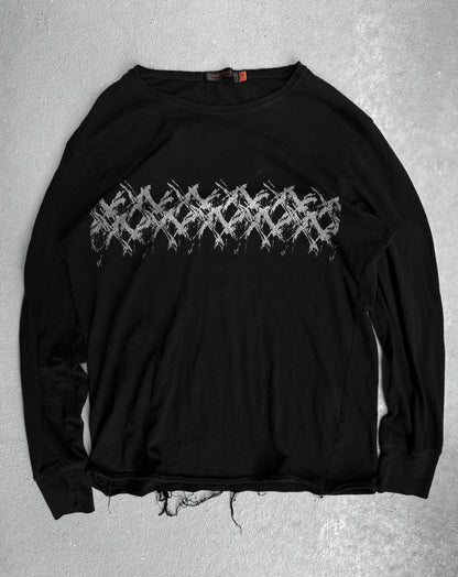 UNDERCOVER AW02 “Witch’s Cell Division” Graphic ‘X’ Distressed Long-sleeves