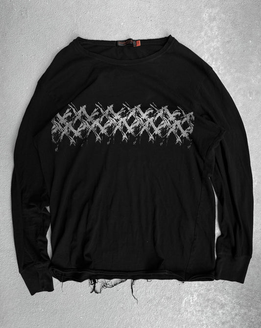 UNDERCOVER AW02 “Witch’s Cell Division” Graphic ‘X’ Distressed Long-sleeves