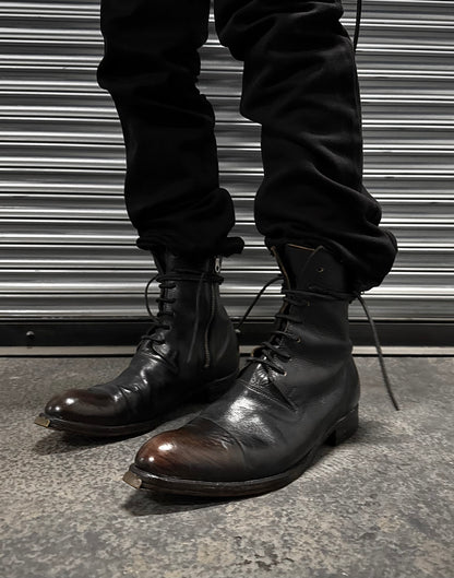 MiharaYasuhiro SS08 Distressed Leather Cap-Toe Military Heel Boots