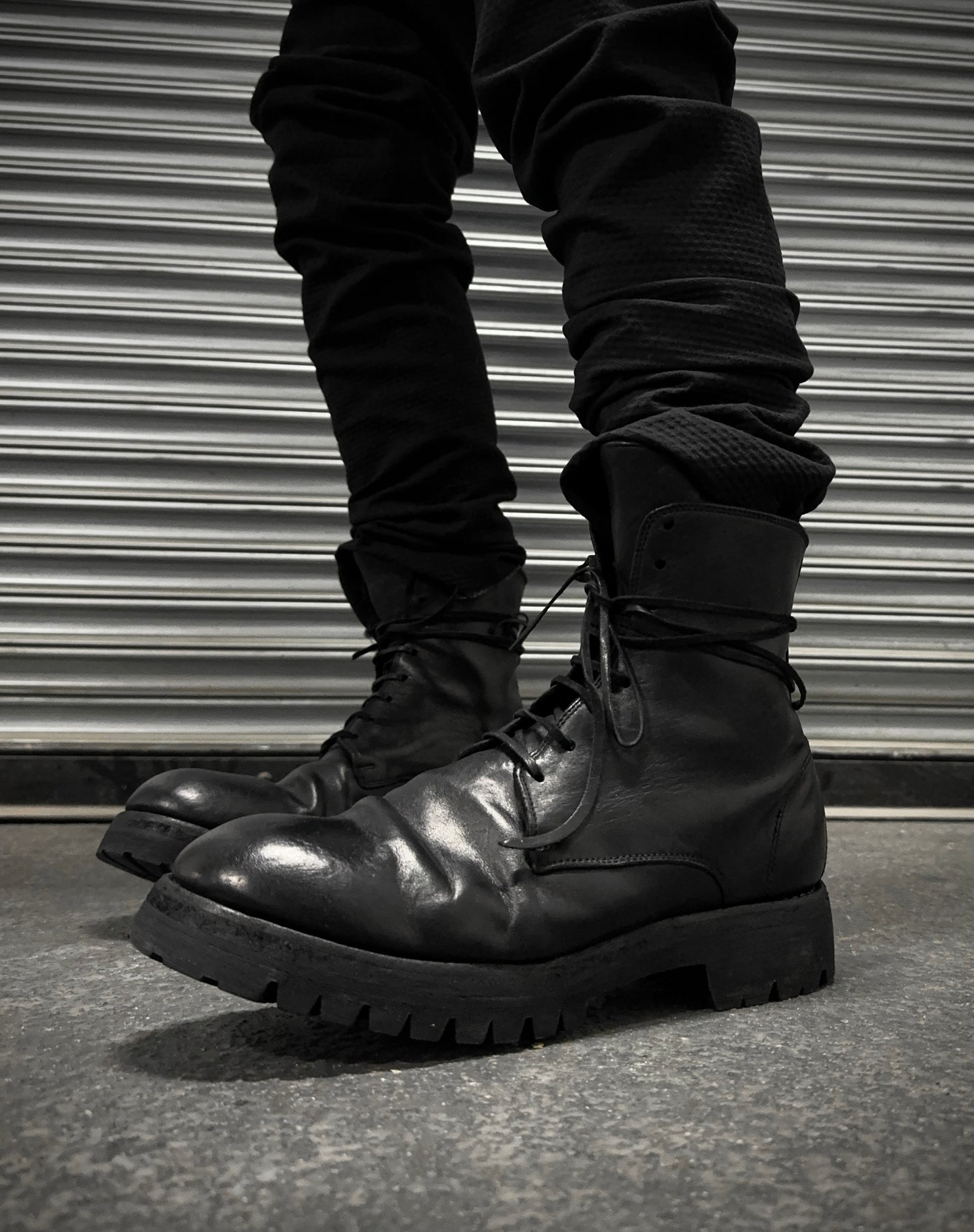 GUIDI '795V' Black Horse Leather Lace-up Boots