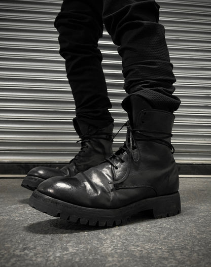 GUIDI '795V' Black Horse Leather Lace-up Boots