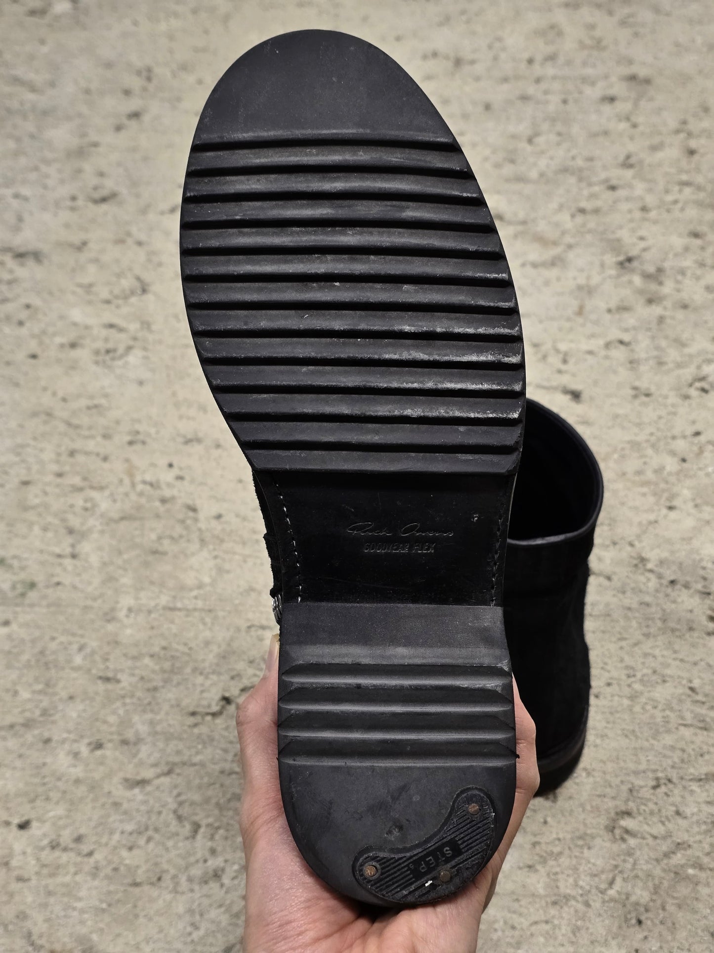 Rick Owens SS17 "WALRUS" Goodyear Flex Reverse Cow Leather Creeper Boots