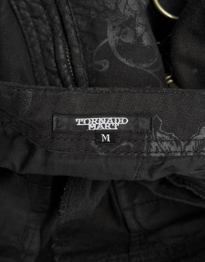 Tornado Mart Early 00s Tonal Rose Graphic Printed Adjustable Shorts