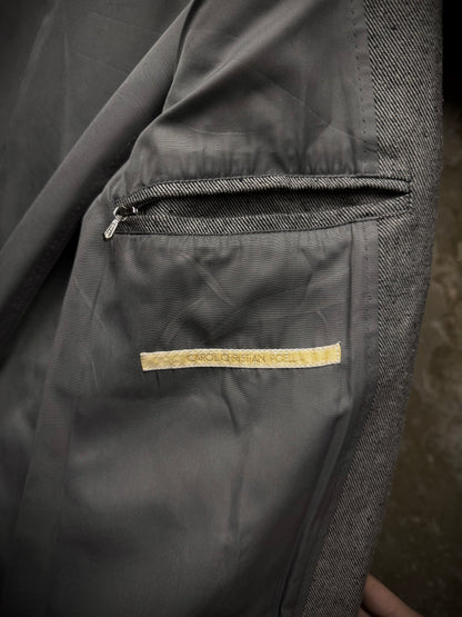 Carol Christian Poell AW97-98 Grey Hooded Zip-Up Denim Jacket detail | DRIEW GARMENTS